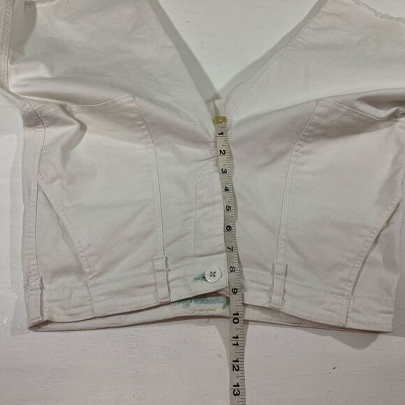 Y2K American Eagle Shorts Women’s 8 White Bermuda Cut Off Canvas Casual - Picture 9 of 10